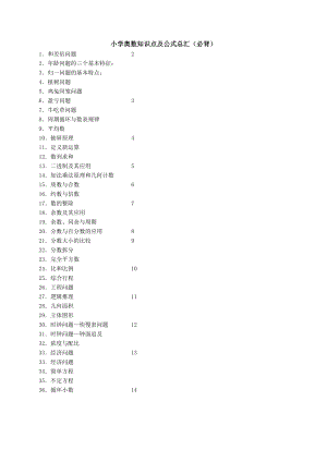 六年級(jí)上冊(cè)數(shù)學(xué)競(jìng)賽試題-2019小學(xué)奧數(shù)知識(shí)點(diǎn)及公式總匯(必背) 人教新課標(biāo)（2014秋）（無(wú)答案）