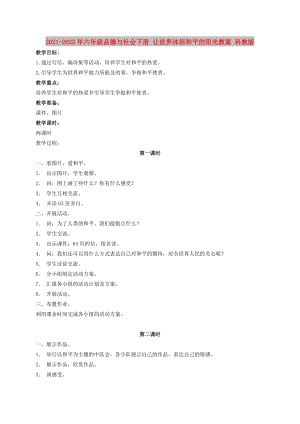 2021-2022年六年級品德與社會下冊 讓世界沐浴和平的陽光教案 科教版