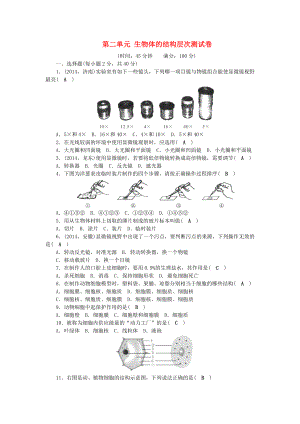 2017-2018學(xué)年七年級(jí)生物上冊(cè) 第二單元 生物體的結(jié)構(gòu)層次測(cè)試卷 （新版）新人教版