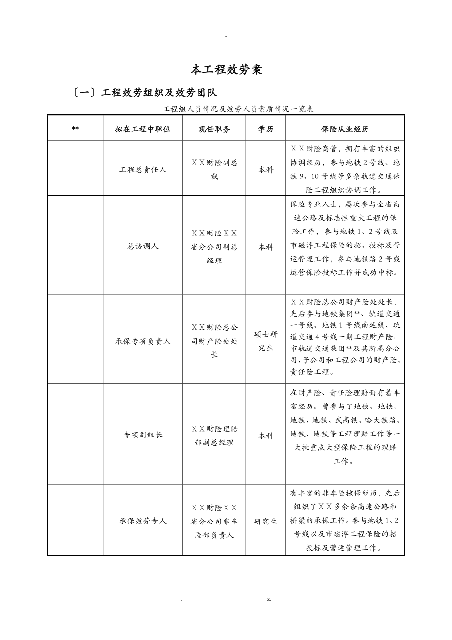 保险公司本项目服务方案及对策_第1页