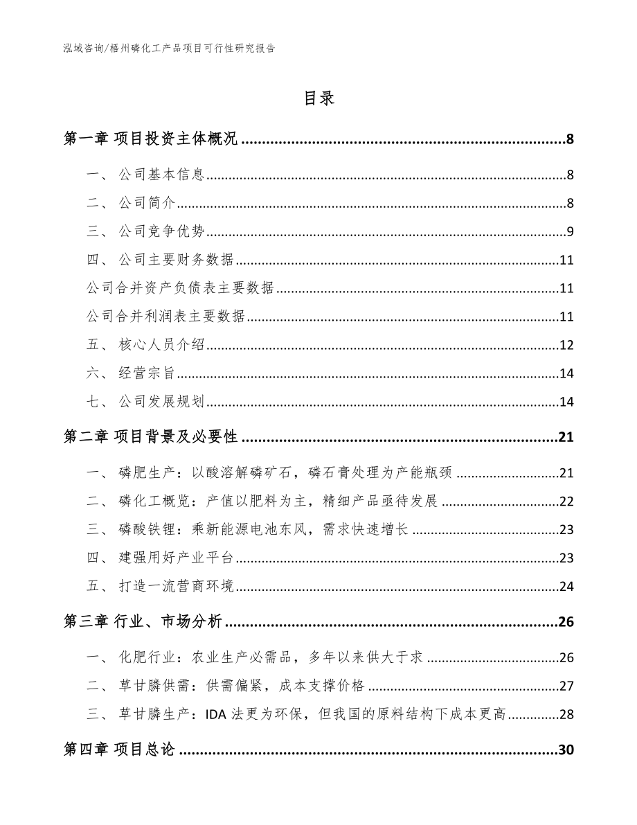 梧州磷化工产品项目可行性研究报告_模板范本_第1页