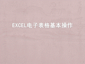 Excel电子表格基本操ppt课件