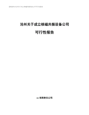 沧州关于成立核磁共振设备公司可行性报告