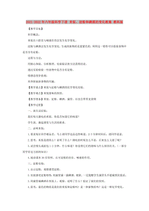 2021-2022年六年級科學下冊 米飯、淀粉和碘酒的變化教案 教科版