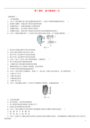 2018年中考生物 第三單元 生物圈中的綠色植物 第7課時(shí) 被子植物的一生課時(shí)作業(yè)