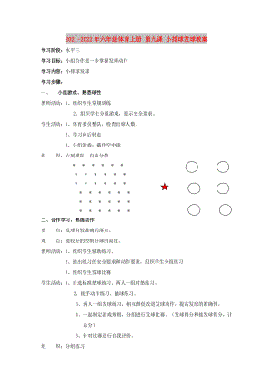 2021-2022年六年級(jí)體育上冊(cè) 第九課 小排球發(fā)球教案