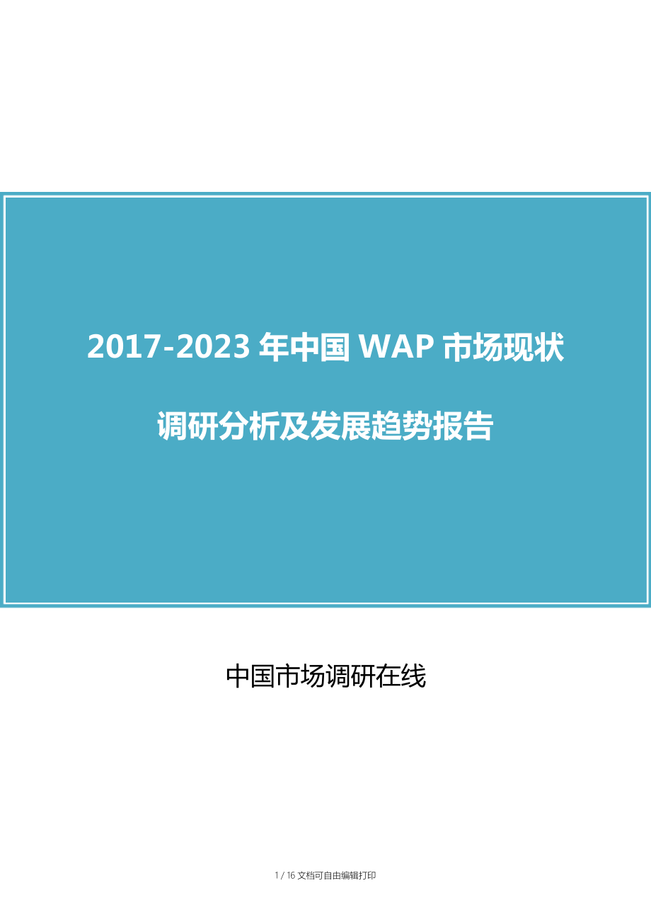 中国WAP行业调研报告告_第1页