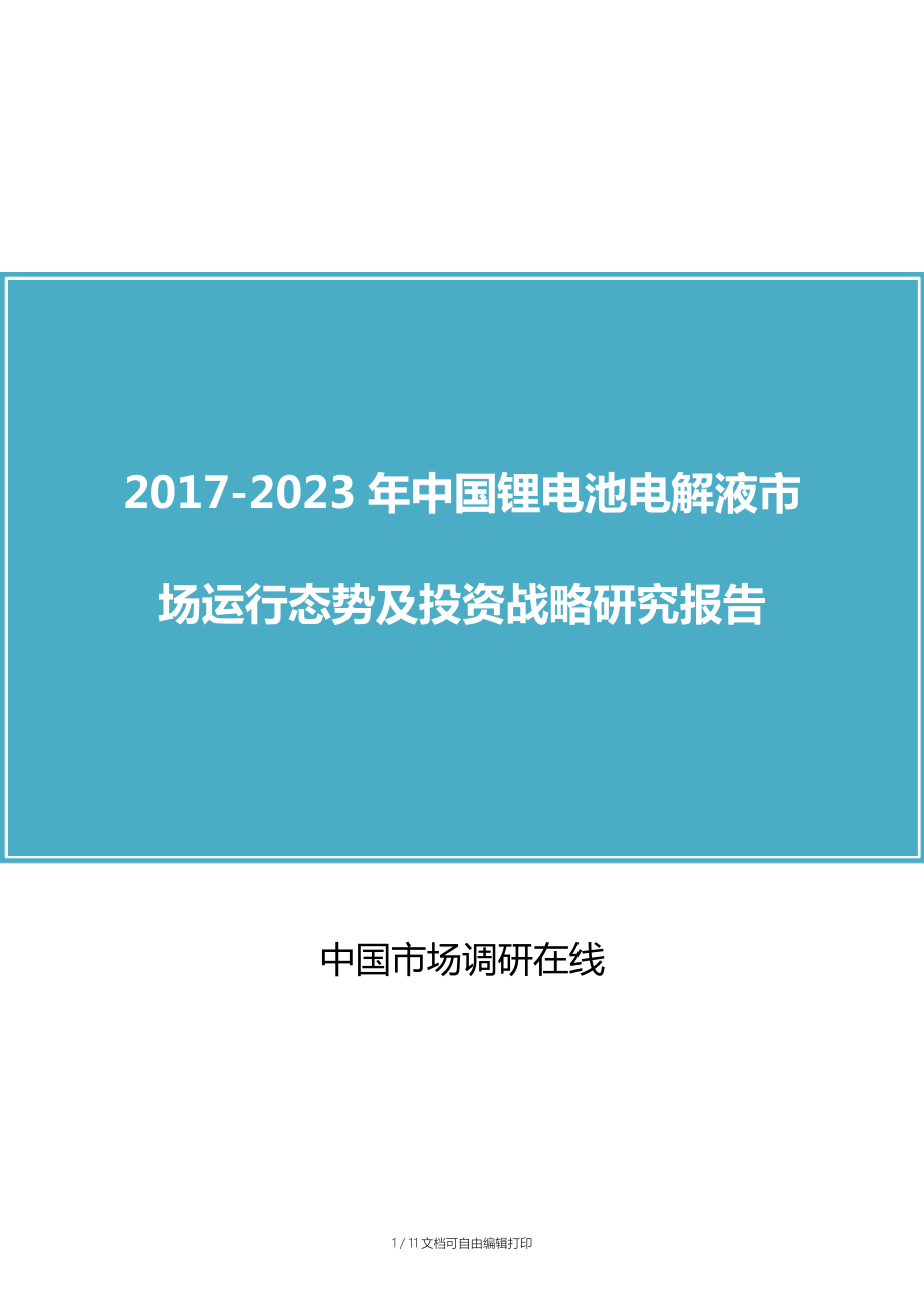 中国锂电池电解液市场运行报告_第1页