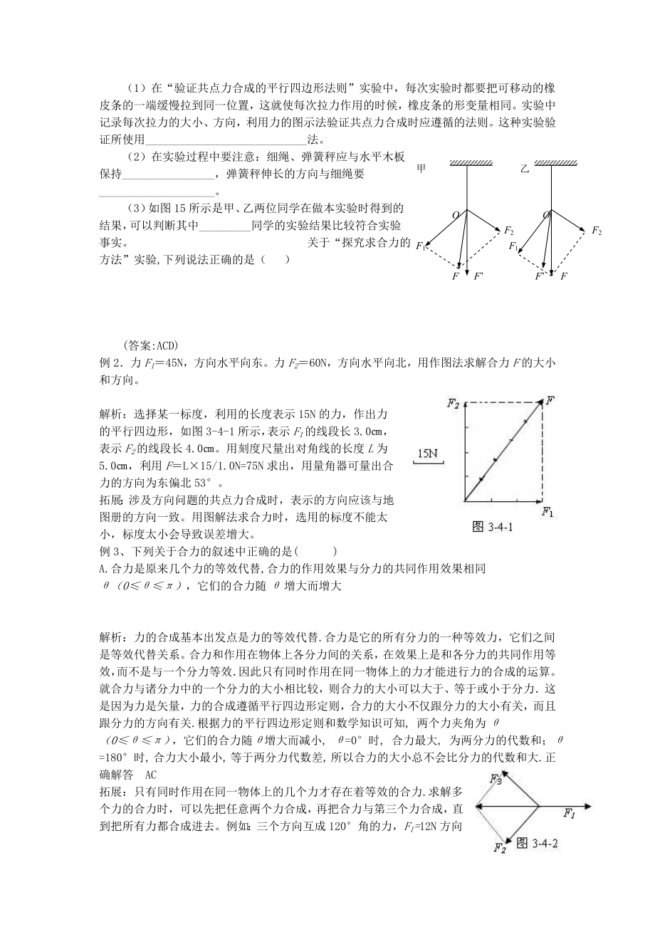 力的合成习题(有答案)_第1页