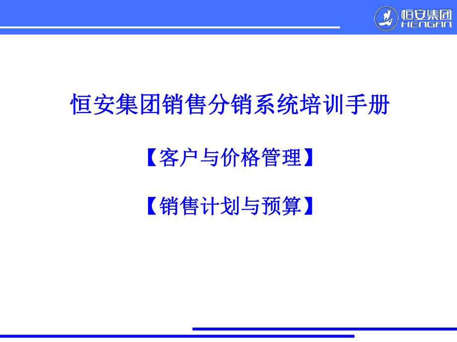 恒安集团销售分销系统培训手册模板优秀课件_第1页