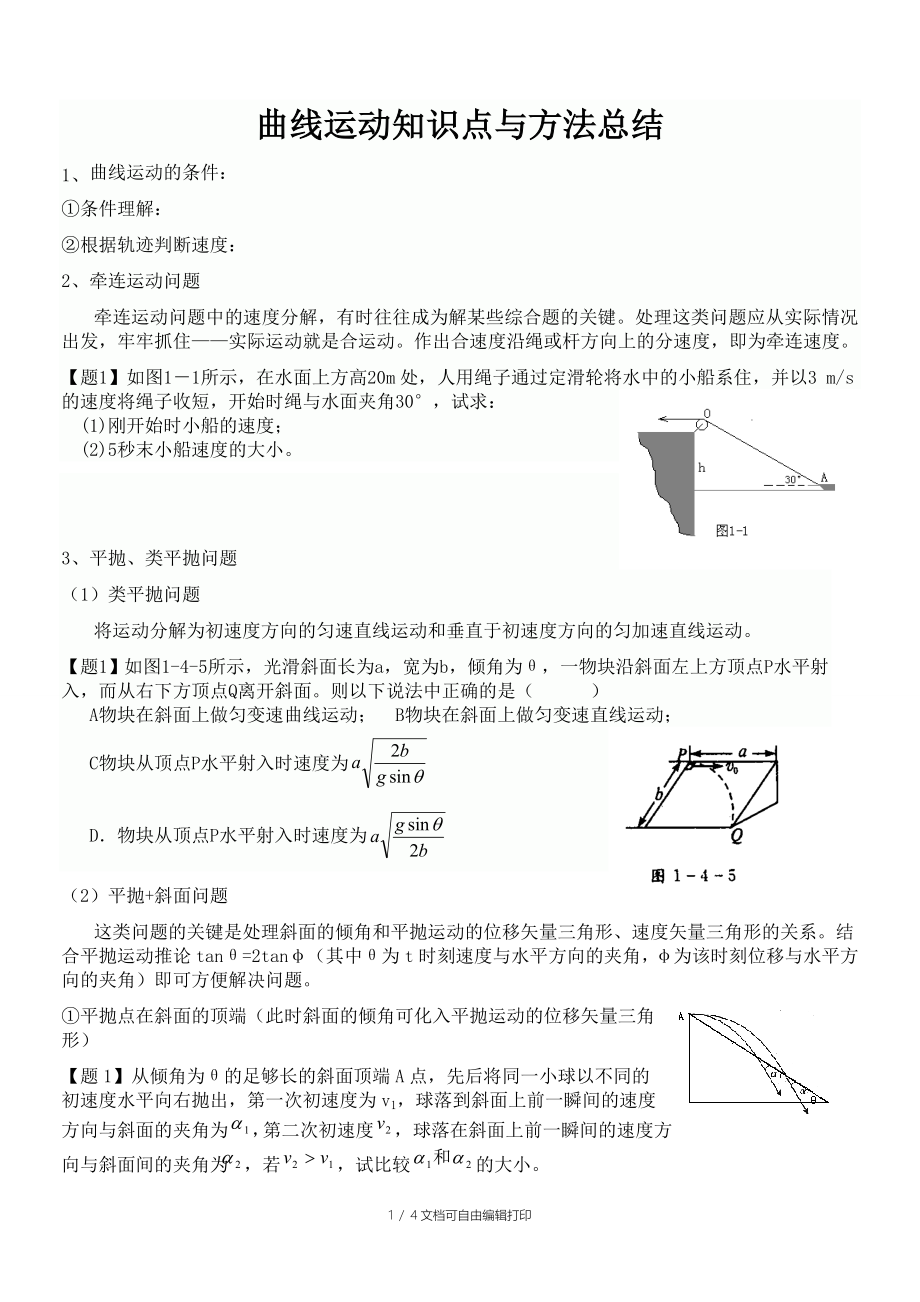 曲线运动知识点与方法总结z_第1页