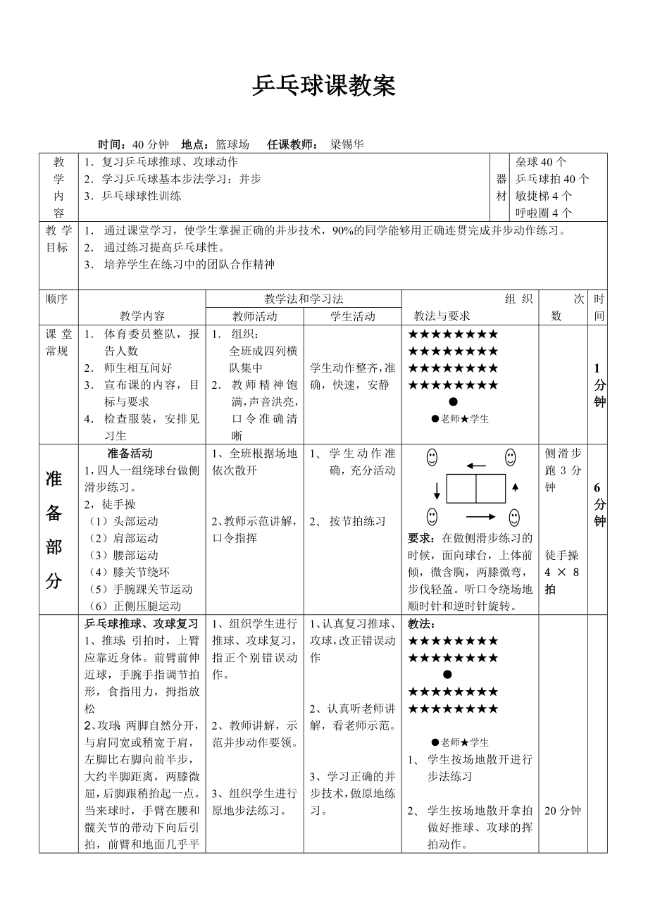 乒乓球课教案(并步)_第1页