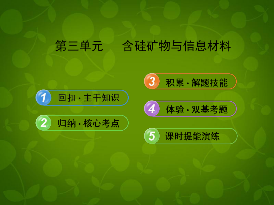 全程复习方略浙江专用)2013版高考化学 33 含硅矿物与信息材料课件 苏教课件_第1页