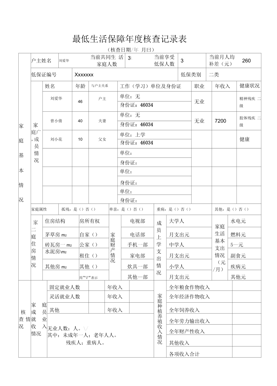 最低生活保障核查记录表_第1页