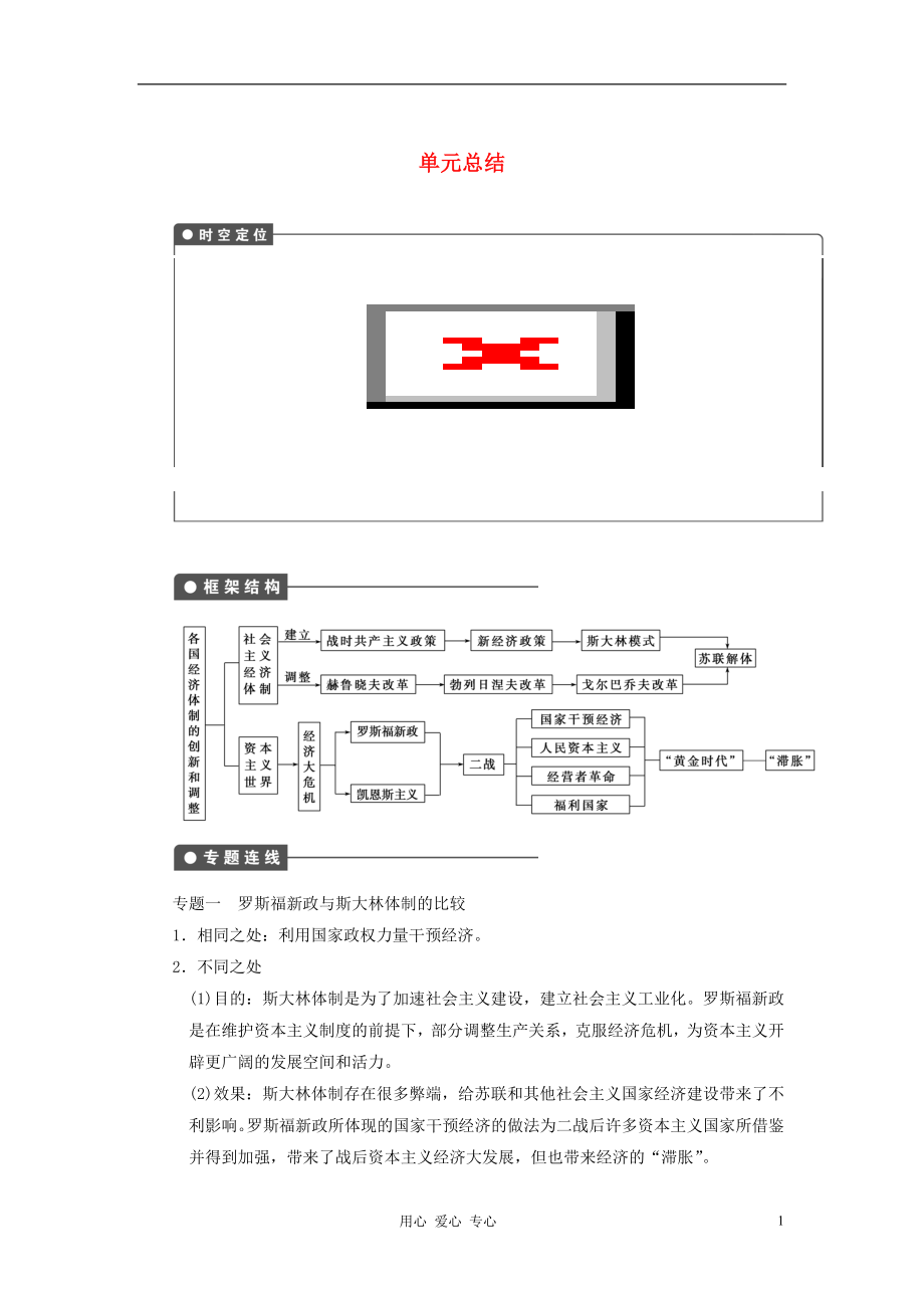 【步步高】2013高考历史大一轮复习 第十一单元 单元总结教案 岳麓版必修2_第1页