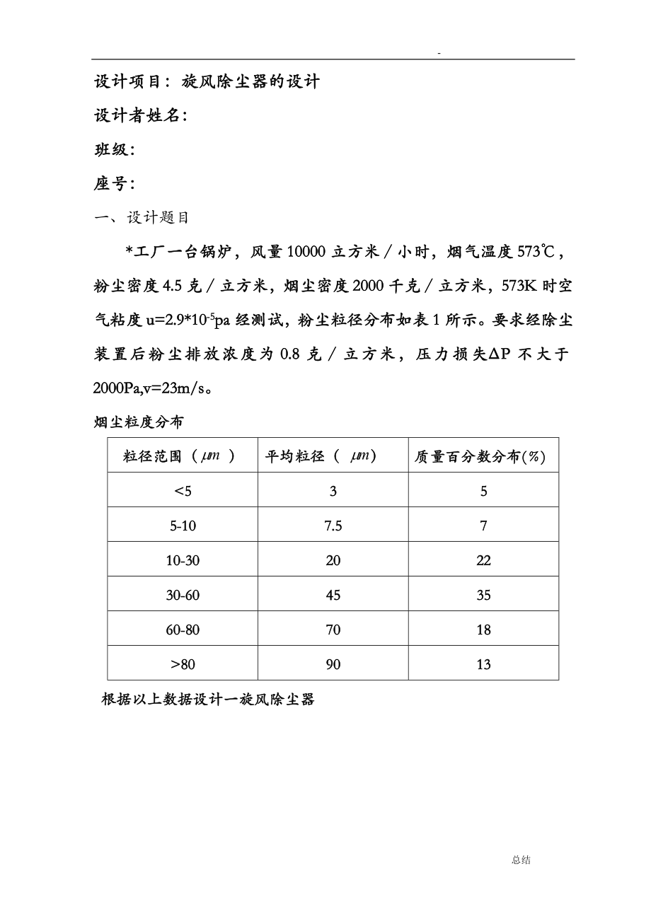 旋風(fēng)除塵器設(shè)計(jì)_第1頁