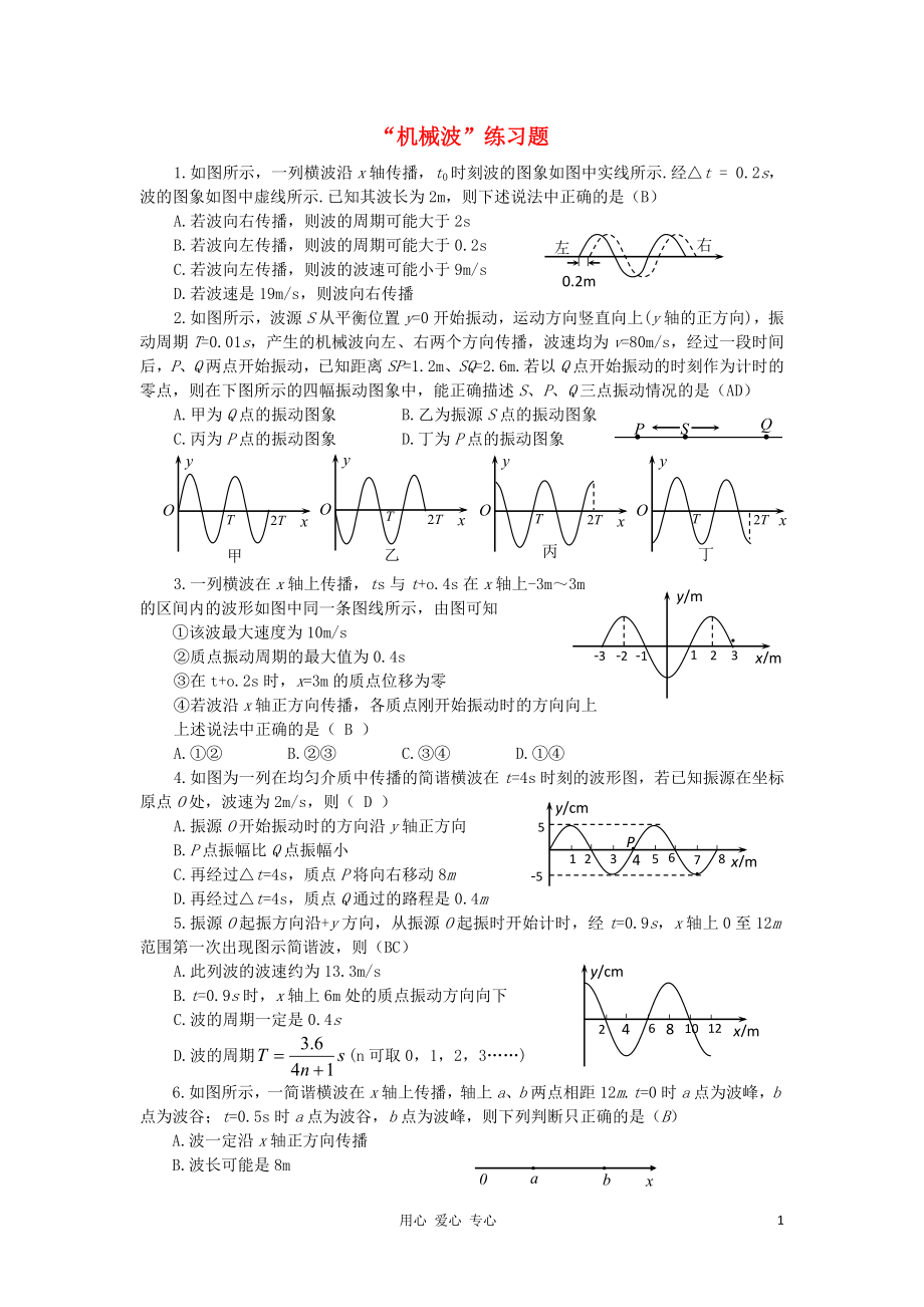 2012高中物理 第十二章機(jī)械波34單元測(cè)試 新人教版選修3-4_第1頁(yè)