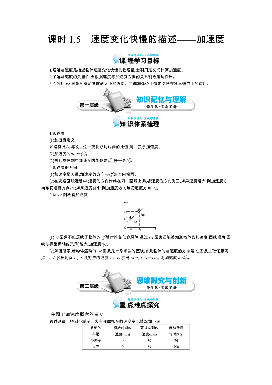 《速度變化快慢的描述-加速度》導學案_第1頁