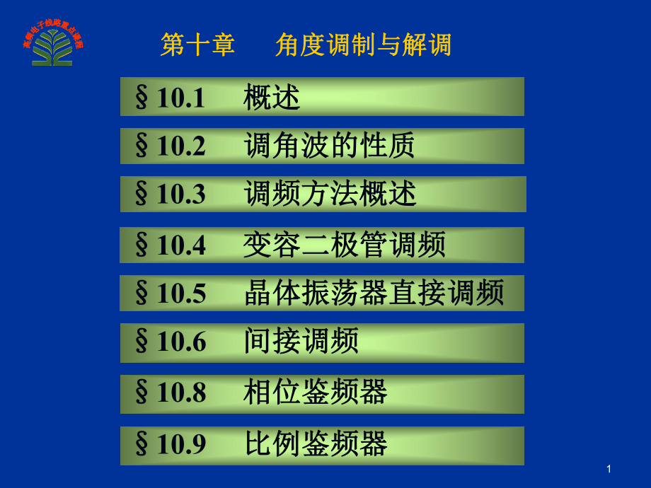 10角度调制与解调PPT优秀课件_第1页