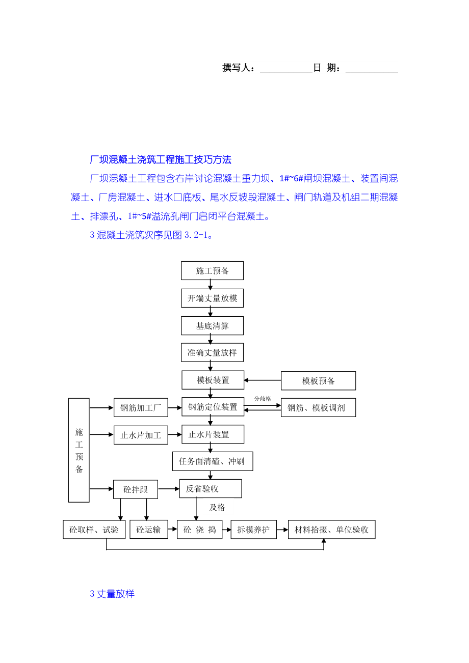 建筑行业厂坝砼浇筑施工技术措施_第1页