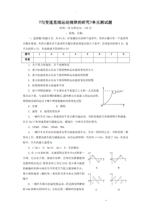 勻變速直線運(yùn)動(dòng) 檢測(cè)題含答案