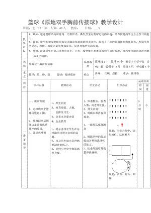 籃球《原地雙手胸前傳接球》教學(xué)設(shè)計(jì)