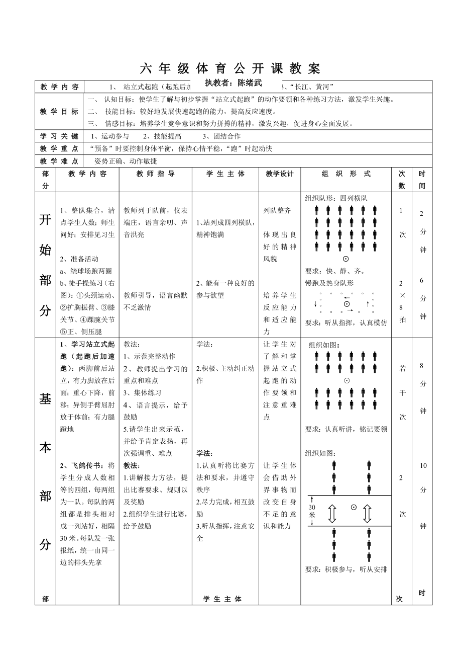 六年级体育公开课教案_第1页