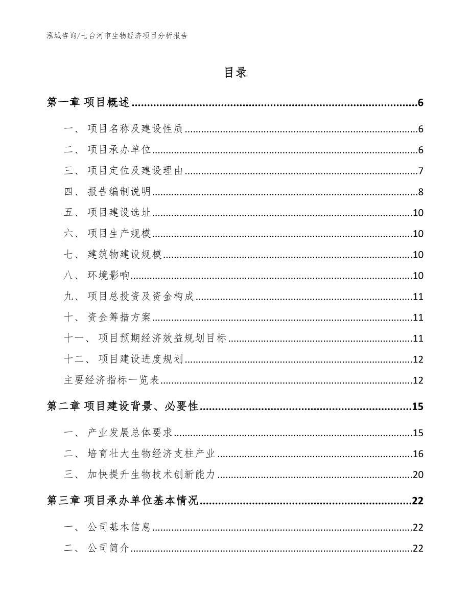 七台河市生物经济项目分析报告【范文】_第1页