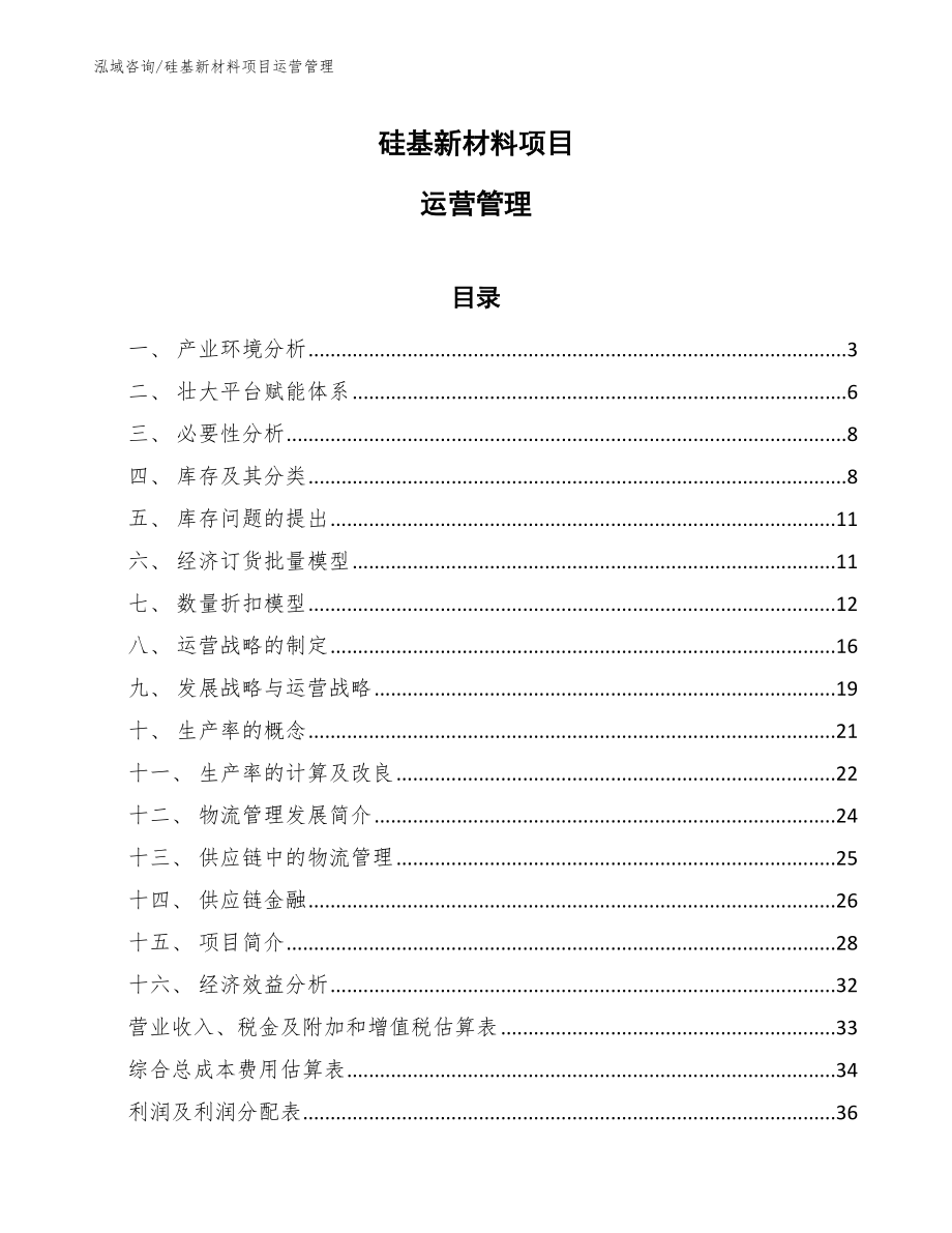 硅基新材料项目运营管理_范文_第1页