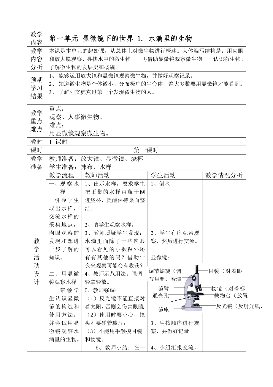 小學六年級 科學上冊教案_第1頁