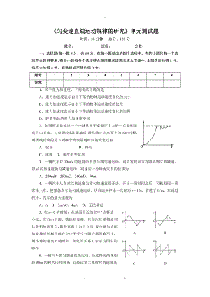 勻變速直線運動 檢測題(含答案)