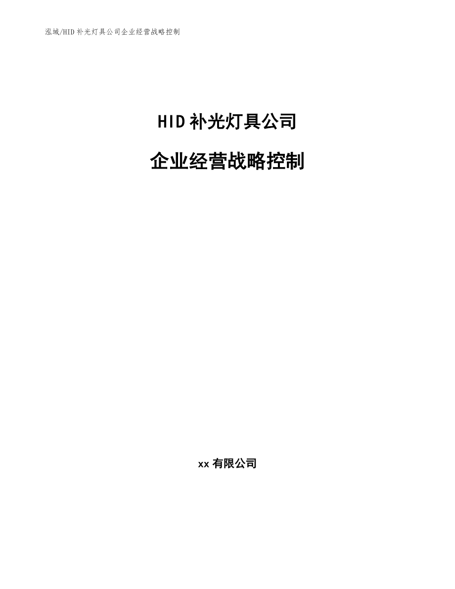 HID补光灯具公司企业经营战略控制【范文】_第1页