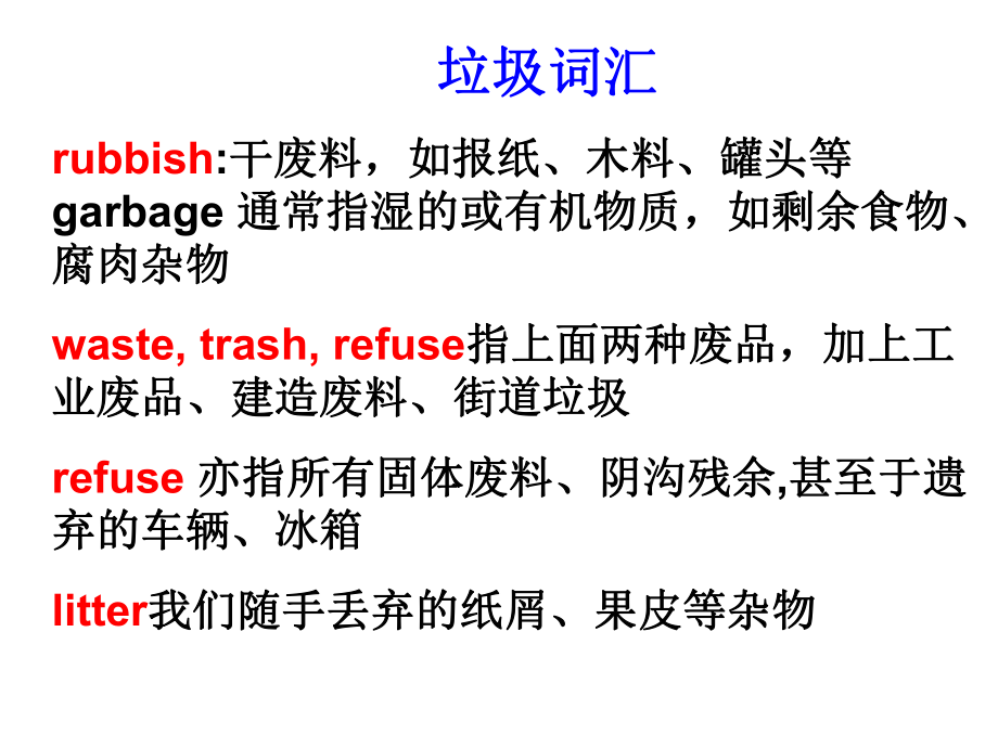 垃圾问题常用词汇短语课件_第1页