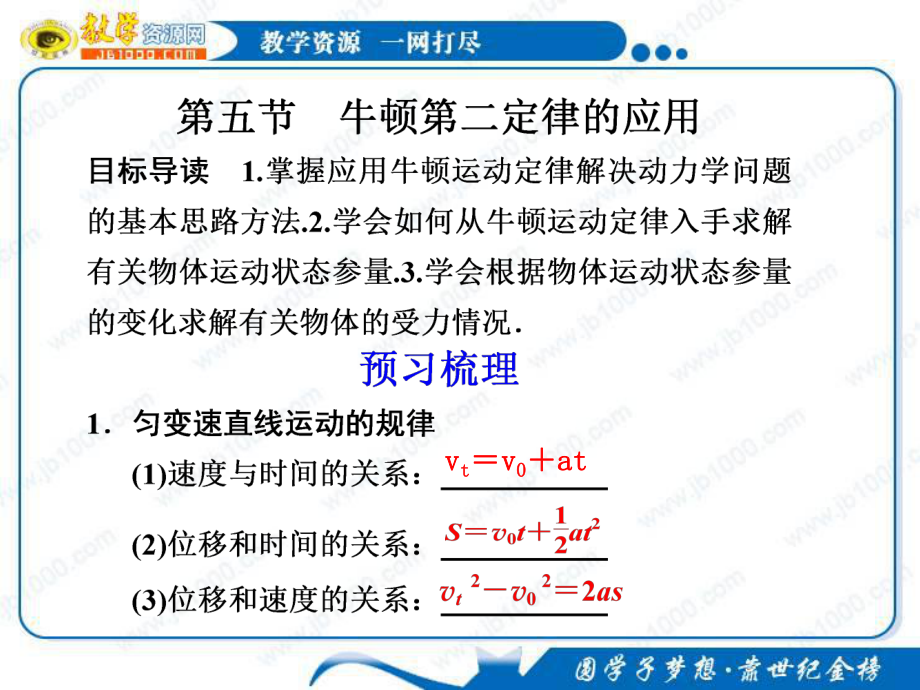 物理：45《牛頓第二定律的應(yīng)用》課件粵教版必修課件_第1頁