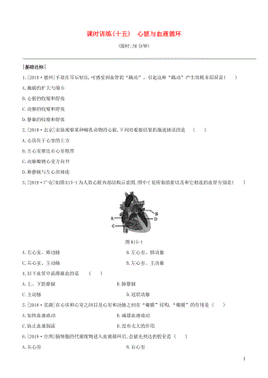 （新課標）2020年中考生物復習 第四單元 生物圈中的人 課時訓練15 心臟與血液循環(huán)