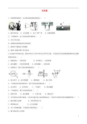 2018年中考物理 光現(xiàn)象專題復習訓練題