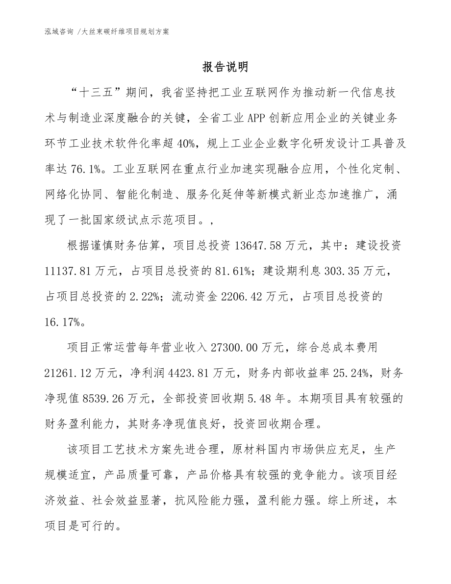 大丝束碳纤维项目规划方案_第1页