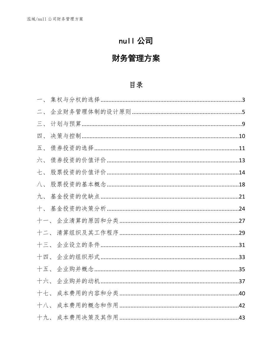 null公司财务管理方案_第1页