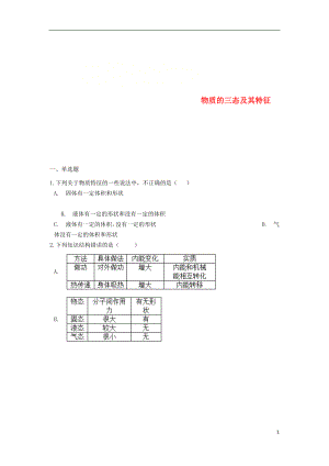 2018年中考物理 物質(zhì)的三態(tài)及其特征專題復(fù)習(xí)練習(xí)2（含解析）