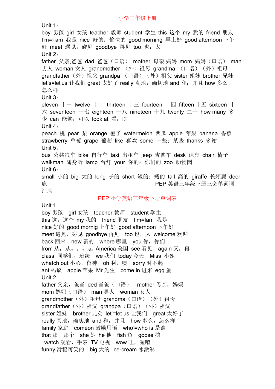 小学英语单词表PEP_第1页