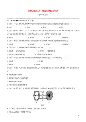 （江西專版）2020年中考生物復(fù)習 第一單元 生物體的結(jié)構(gòu)和生物圈 課時訓(xùn)練05 細胞的結(jié)構(gòu)與生活