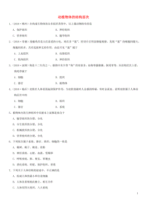 2019屆中考生物 專題匯編 動(dòng)植物體的結(jié)構(gòu)層次