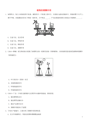 2019屆中考生物 專題匯編 植物的蒸騰作用