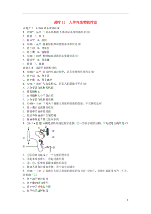 （云南專版）2019屆中考生物 教材考點梳理 第11課時 人體內(nèi)廢物的排出