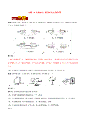 2018年中考物理 母題題源系列 專題19 電磁感應 磁場對電流的作用（含解析）