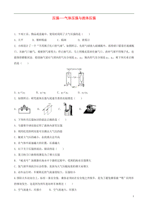 2018年中考物理 壓強---氣體壓強與流體壓強專項復(fù)習(xí)練習(xí)題