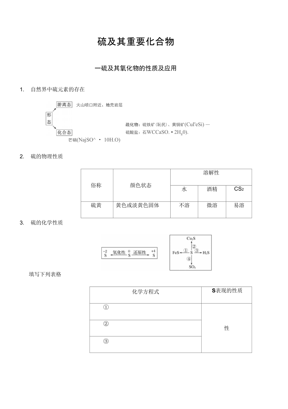 硫及其重要化合物学案汇编_第1页