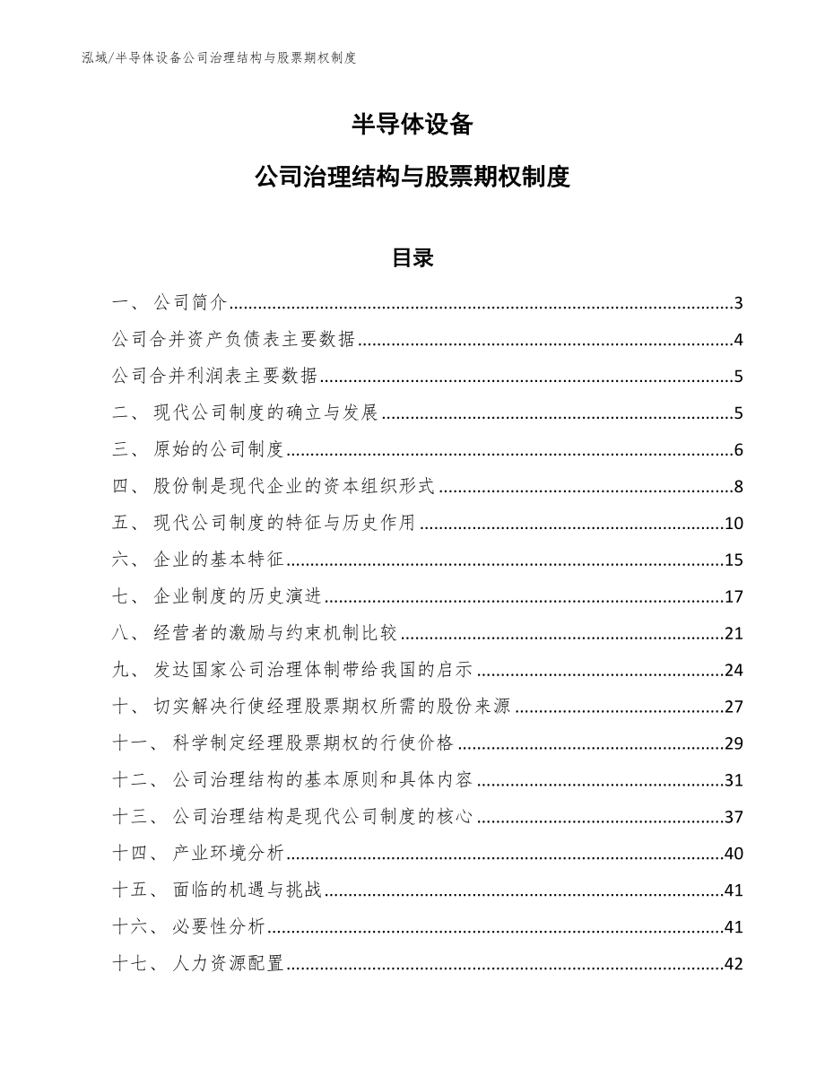 半导体设备公司治理结构与股票期权制度_第1页