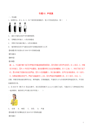 2018年中考物理試題分項版解析匯編（第06期）專題01 聲現(xiàn)象（含解析）