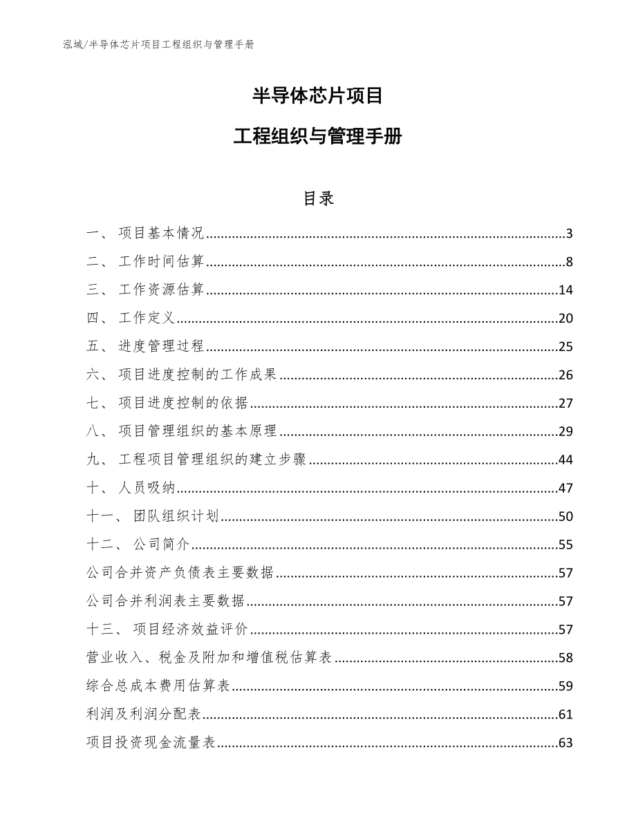 半导体芯片项目工程组织与管理手册（范文）_第1页